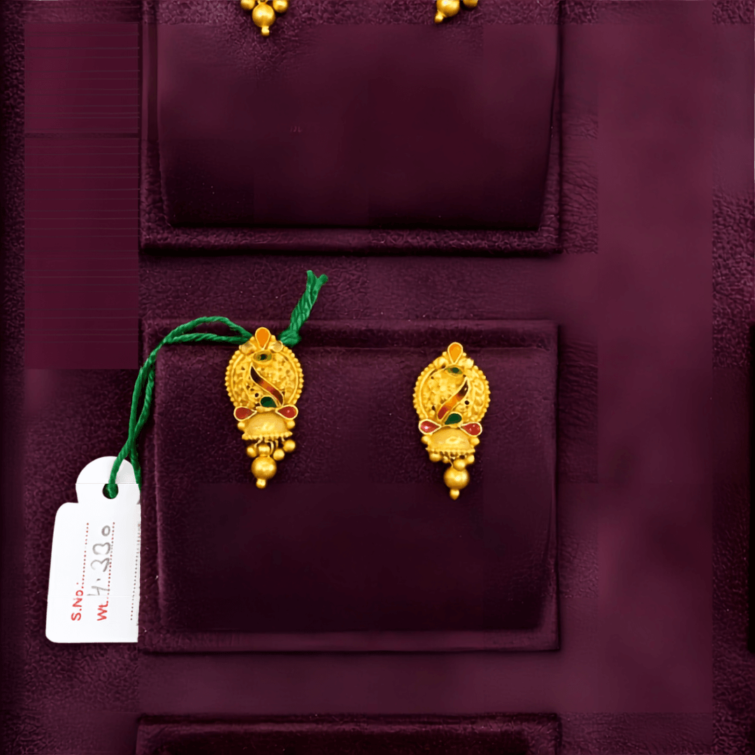 Traditional Meenakari Gold Stud Tops — Siddhivinayak Jewellers